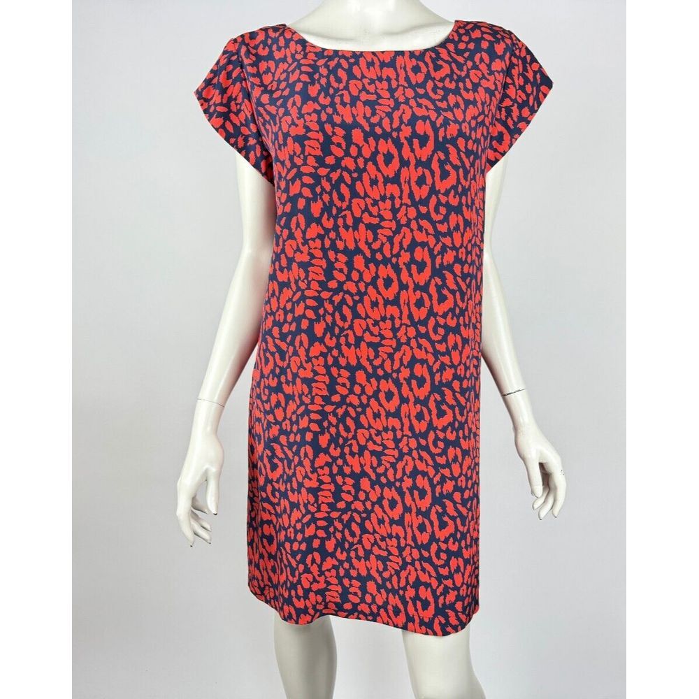 Joie Silk Shift Dress Women L EUC Short Sleeve Scoop Neck Lightweight Cheetah